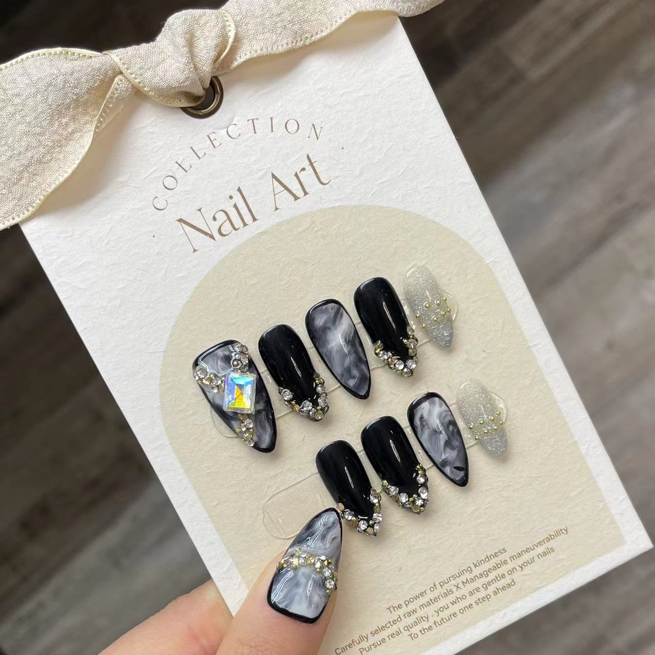 Nail Art Gliter - Uñas postizas hechas a mano con