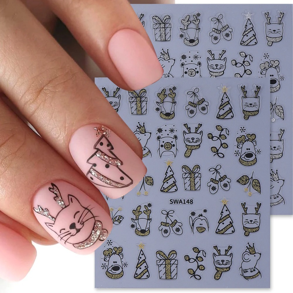 Nail Art Xmas Simple - 1 pieza de adhesivo brillante para