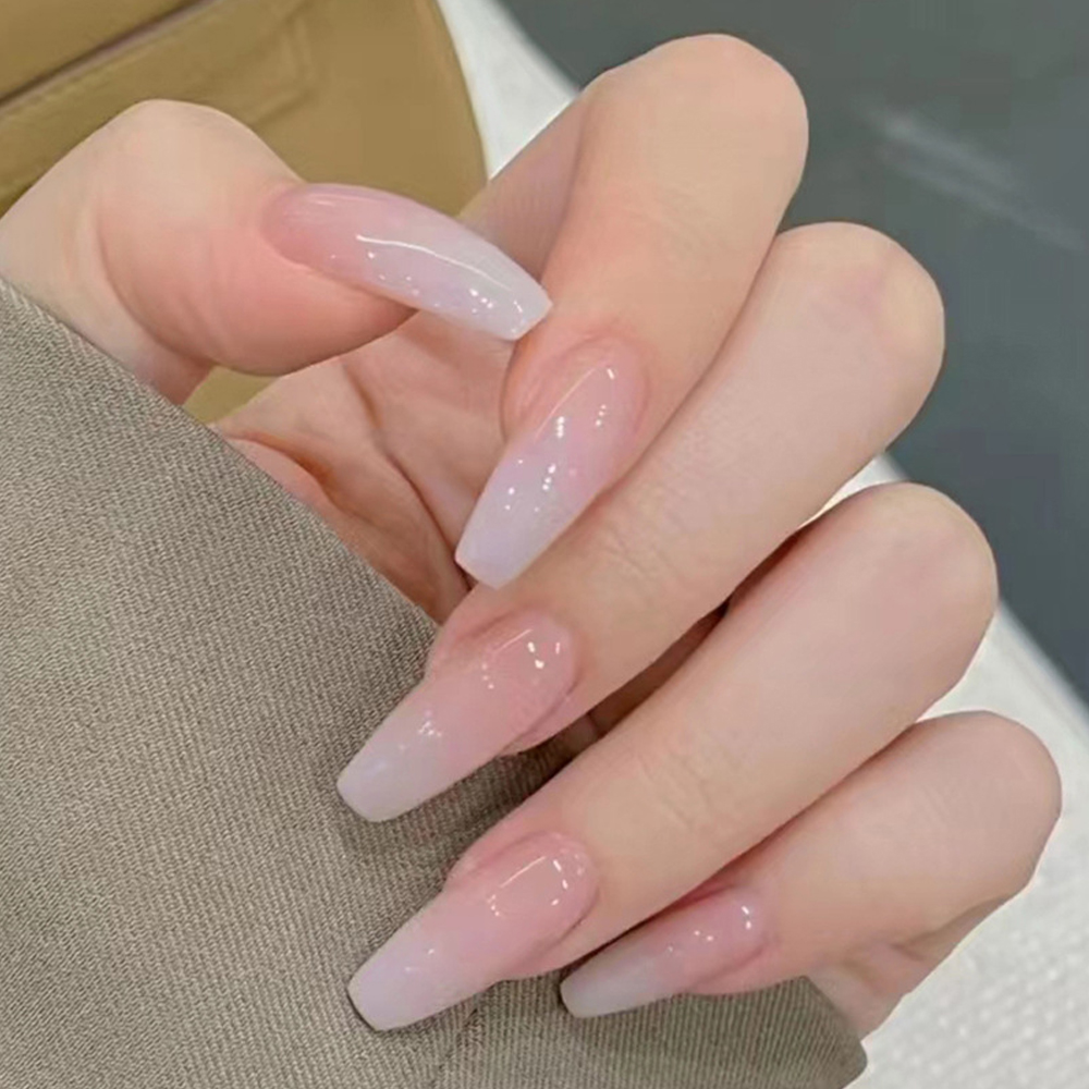 Nail Art Gliter - 24 Uds. de Uñas Postizas Rosadas