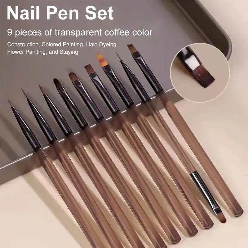 Nail Art Brush Set - Juego de 9 pinceles para decoración