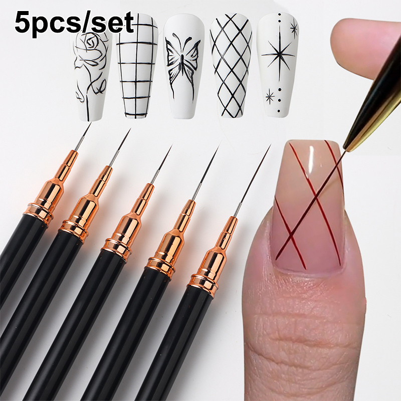 Nail Art Brush Set - Z. Juego de 5 pinceles profesionales