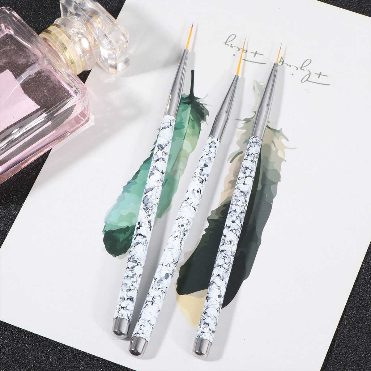 Nail Art Brush Set - Juego de 3 Pinceles para Decoración