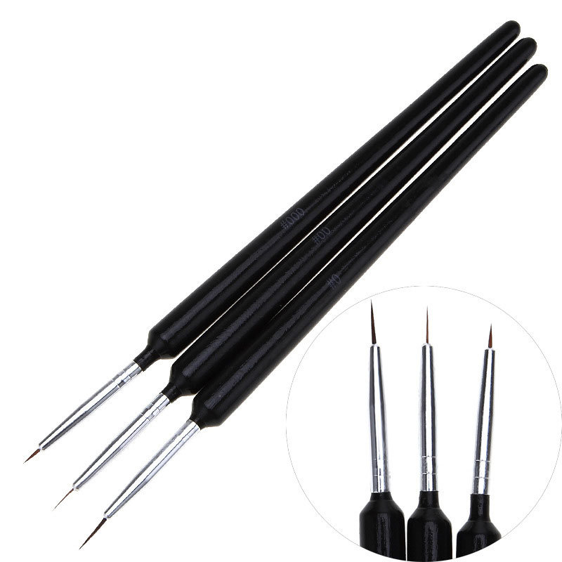 Nail Art Brush Set - Juego de 3 pinceles ultrafinos para