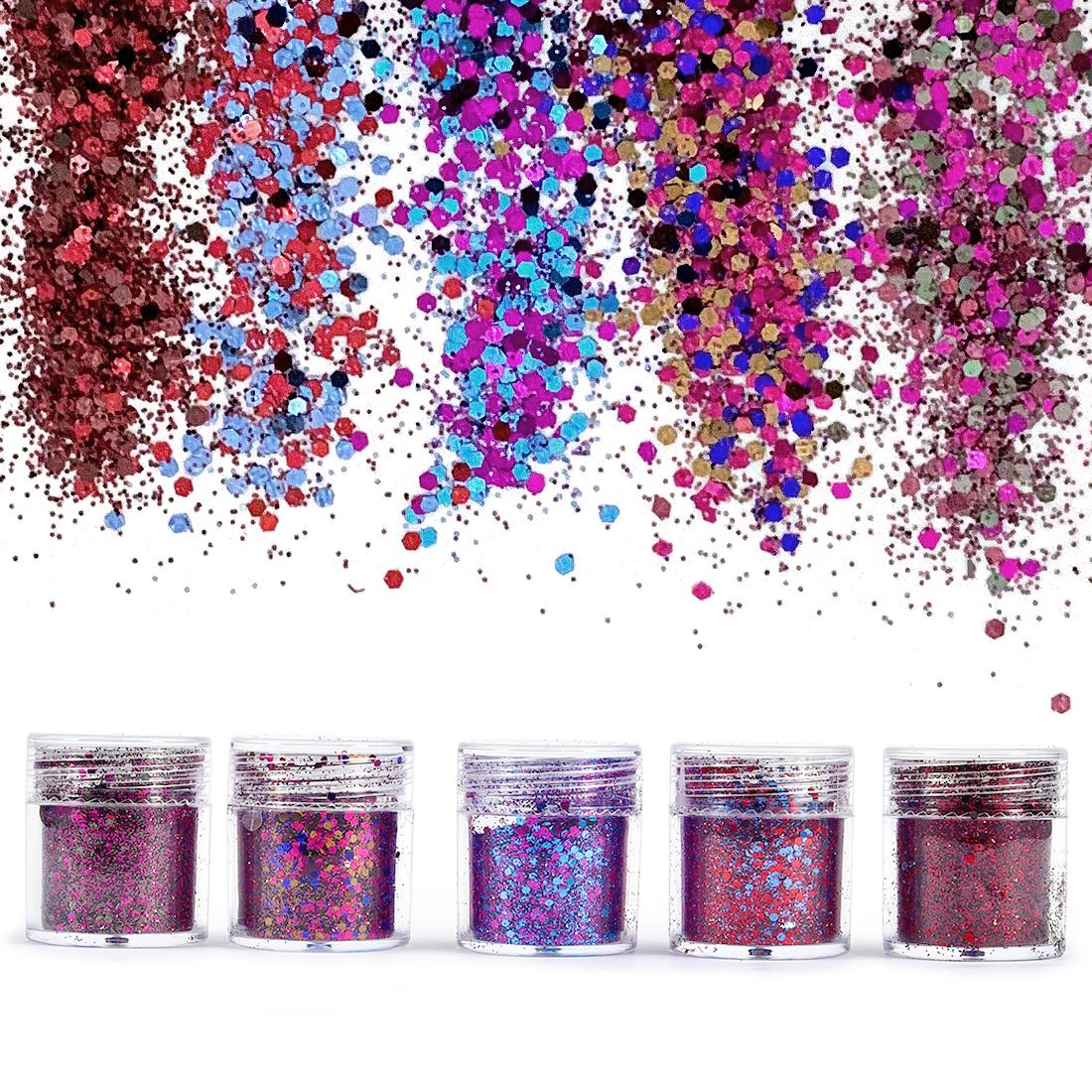 Nail Art Gliter - 4/5 botellas de polvo de purpurina
