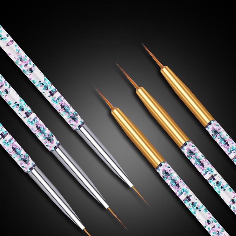 Nail Art Brush Set - Juego de 3 pinceles transparentes para