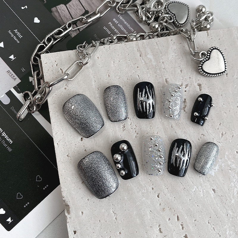 10 Uñas Postizas Cortas Cuadra - Nail Art Gliter reseña y precio
