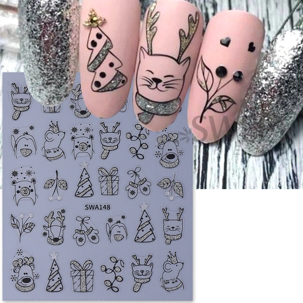 1 pieza de adhesivo brillante  - Nail Art Xmas Simple reseña y precio