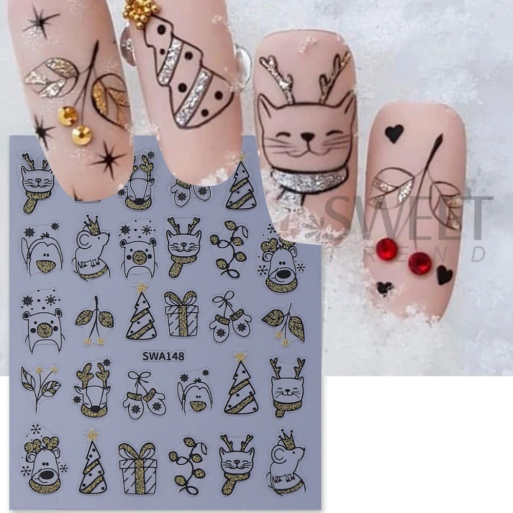 1 pieza de adhesivo brillante  - Nail Art Xmas Simple reseña y precio