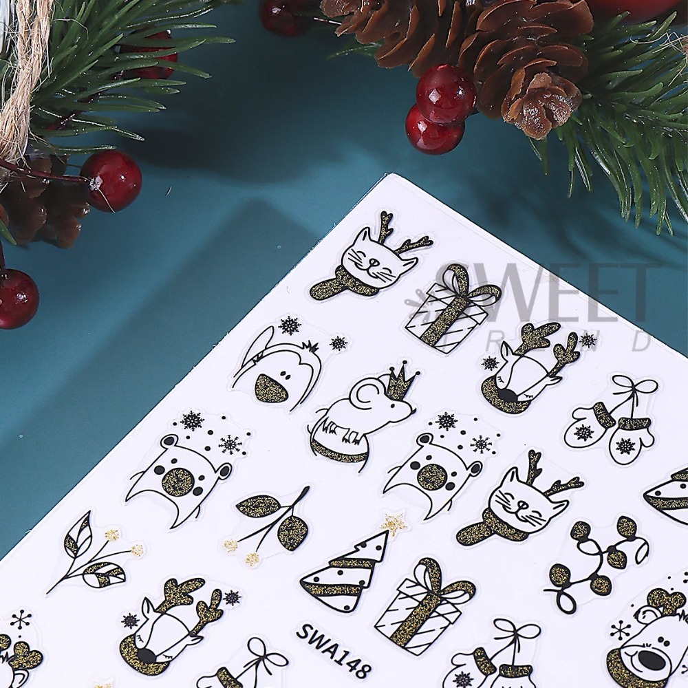 1 pieza de adhesivo brillante  - Nail Art Xmas Simple reseña y precio