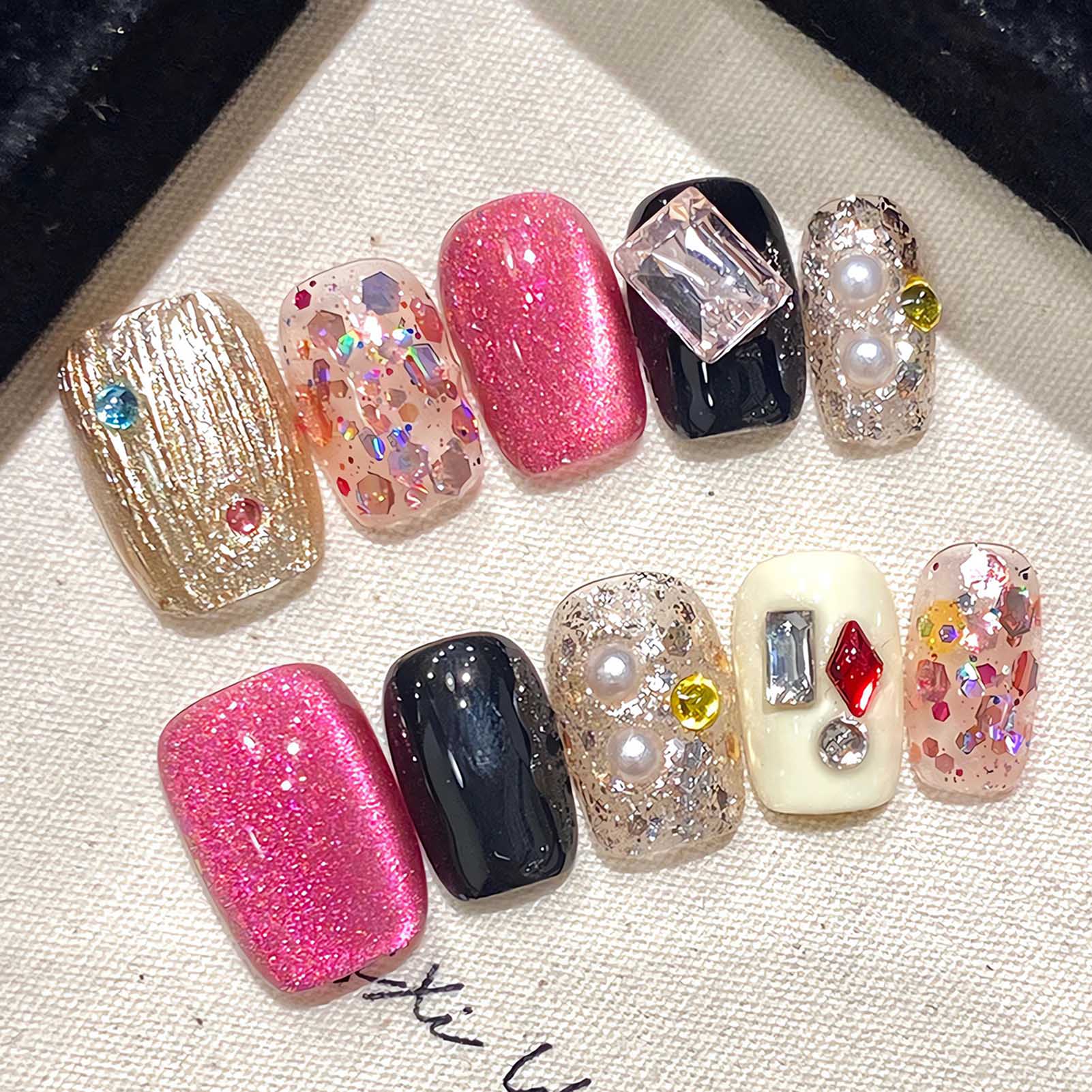 Uñas postizas hechas a mano, U - Nail Art Gliter reseña y precio
