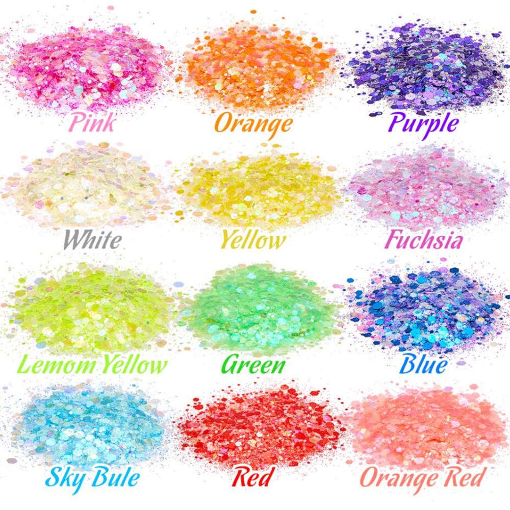 24 colores de lentejuelas lumi - Nail Art Gliter reseña y precio