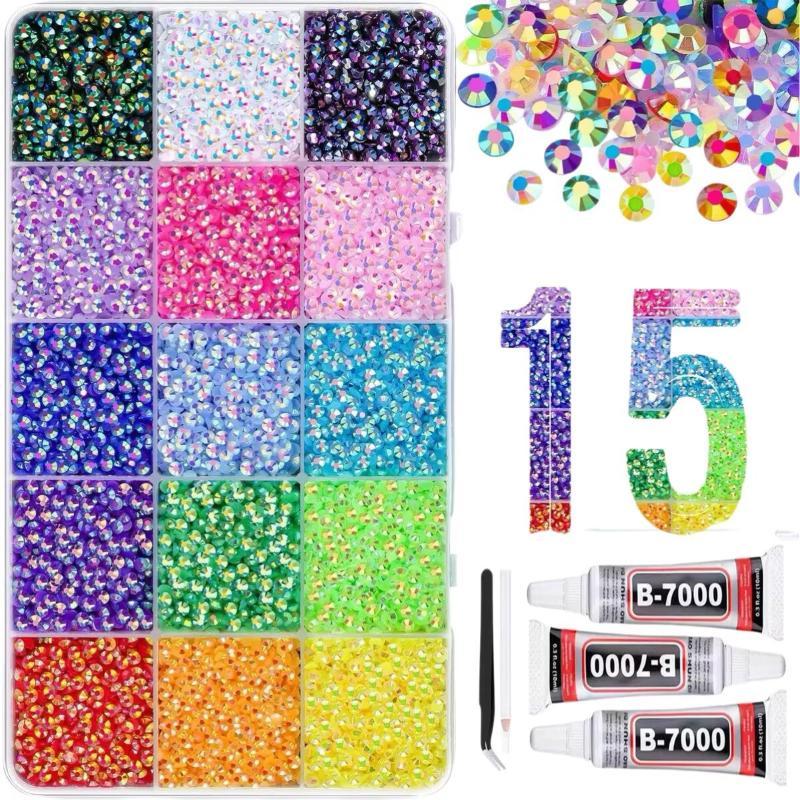 Kit de 15 colores de diamantes - Rhinestone Nail Gem reseña y precio